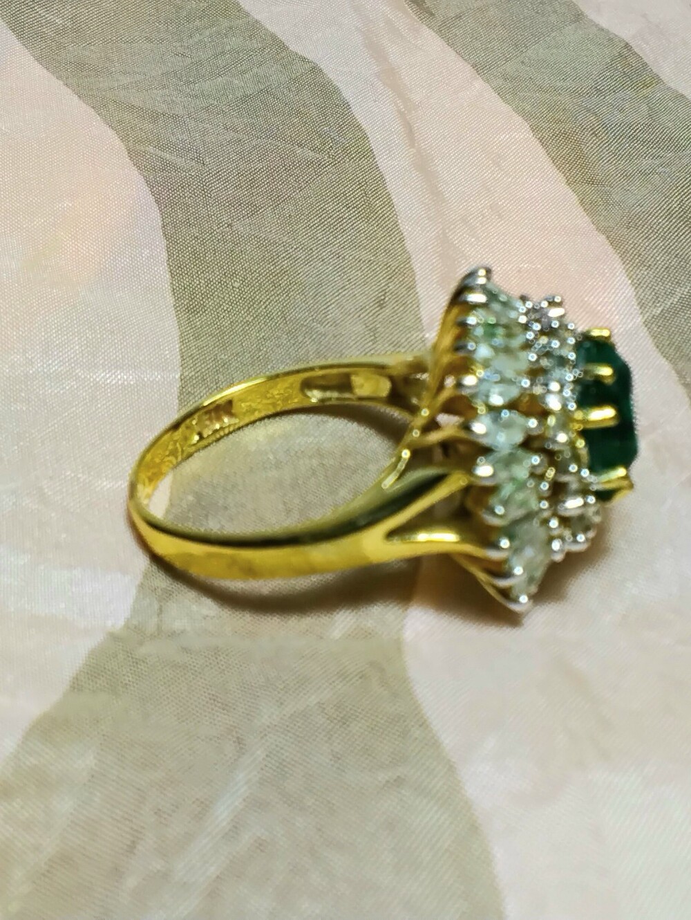 Camrose & Kross Gold Emerald & Diamond Jackie Kennedy Ring Sz 8-3/4 - Picture 4 of 8